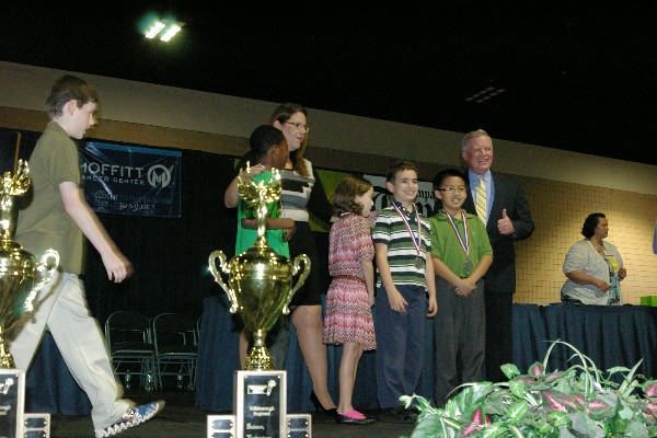 Participants take the stage during a chapter-sponsored STEM fair in February.